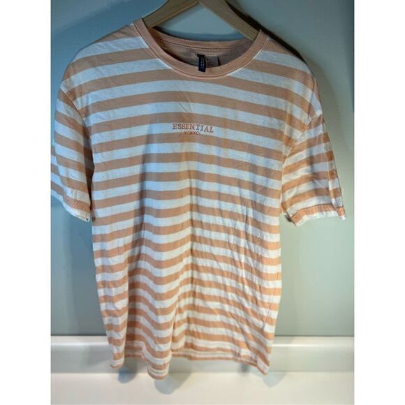 H&M “Essential” Orange/White Striped T-shirt Men’s Medium - Picture 2 of 6